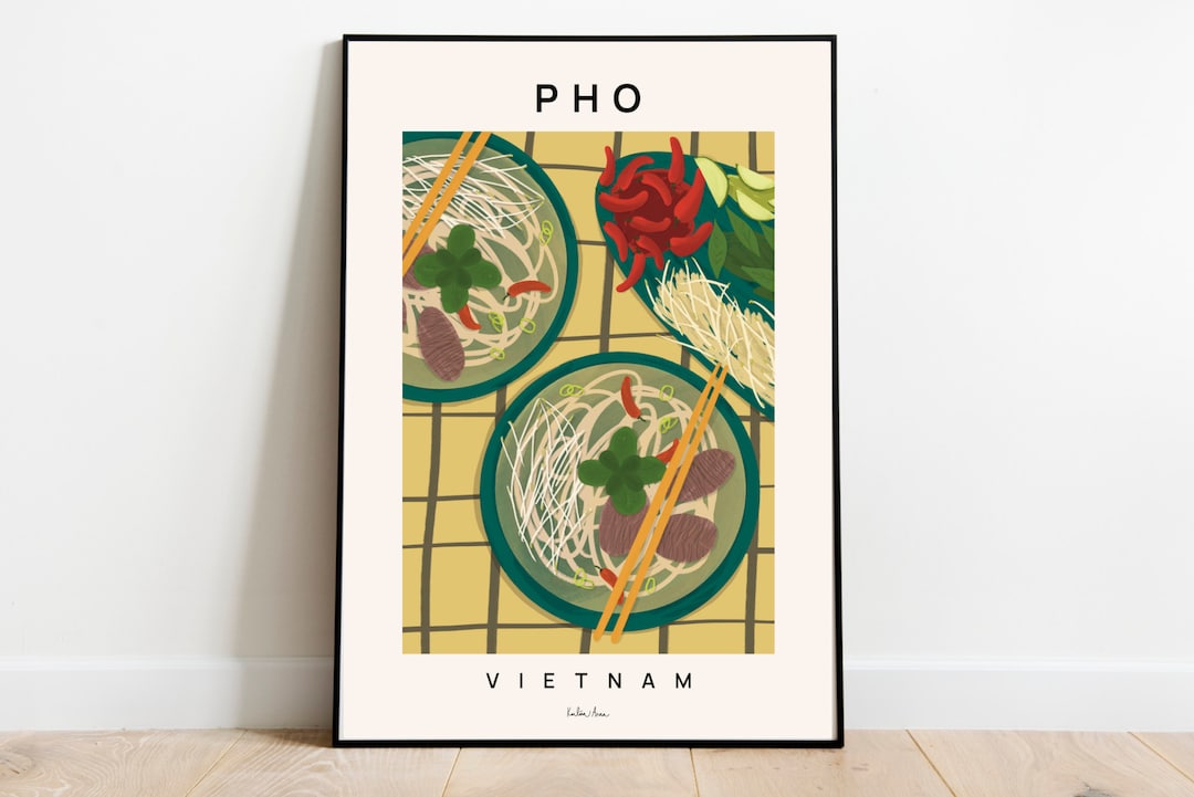 Pho Poster, Vietnamese Food Art Print, Vietnam Cuisine, Asian Food Art