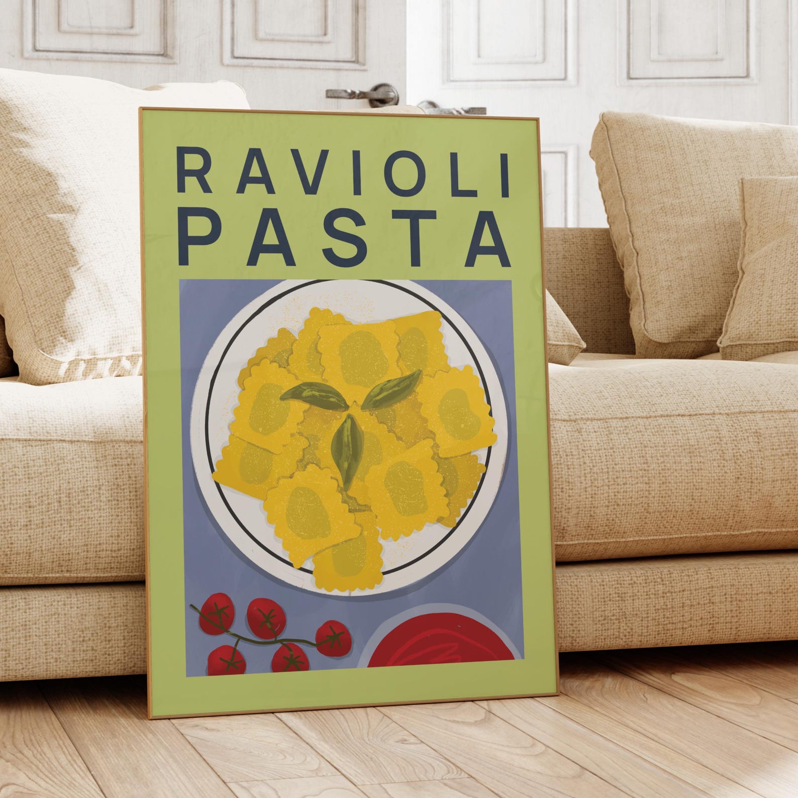 Ravioli Poster, Food Art Print, Pasta Ravioli Food Print, Italian Food ...