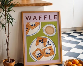 Belgian Waffles Art Print, Kitchen Foodie Poster