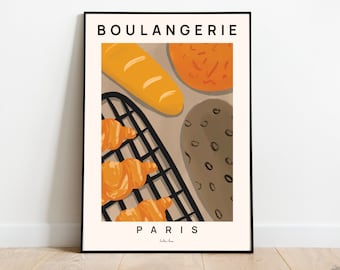 Boulangerie Art Print, Französisches Brot Illustration Poster