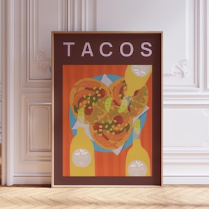 Tacos Poster, Küche Kunstdruck, Mexiko Food Art, Essen Illustration, Moderne Küchen Kunst, Essen Druck, Einweihungsparty, Mexikanische Küche Zeichnung