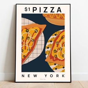 Pizza New York, Kitchen Art Print, New York food art, Food Illustration, Food Poster, Chef Print, Restaurant, Housewarming, Pizza Poster