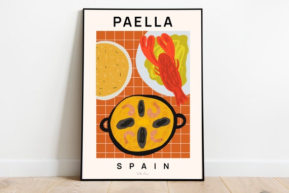 Paella Seafood Art Print, Spanish Kitchen Decor