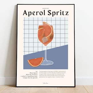 Aperol Spritz-kunstprint, cocktailposter, barwagenkunst, kunst aan de muur keuken, kunst voor eetkamer, cadeau barman, housewarming