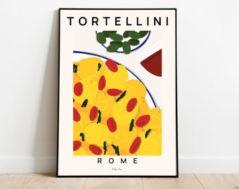 Tortellini Poster, Pasta art print, Food print, Italy food print, Pasta poster, Italian Kitchen art, Chef art, Modern kitchen decor