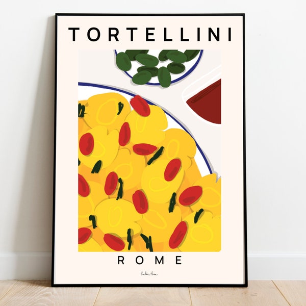 Tortellini Poster, Pasta Kunstdruck, Essen Druck, Italien Essen Druck, Pasta Poster, Italienische Küche Kunst, Chef Art, Moderne Küche Dekor