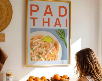 Pad Thai Art Print, Thai Food Poster, Kitchen Wall Art