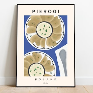 Pierogi poster, Food art print, Dumplings illustratie, Poolse dumplings, Keuken muur kunst, Poolse voedsel poster, Slavische schotel, Poolse keuken