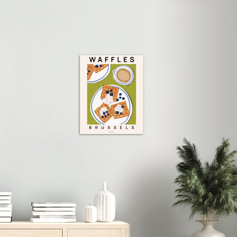 Waffeln Poster, Essen Druck, Belgische Waffeln Kunstdruck, Belgische Waffeln, Frühstücksdruck, Küche Wandkunst, Foodie Geschenk, Frühstückswaffeln 40x50 cm / 16x20″