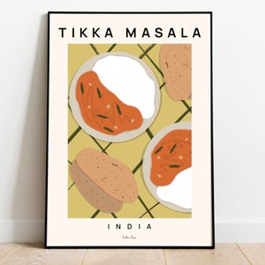 Tikka Masala Poster, Food art print, Indian food poster, Cosy Kitchen art, Kitchen wall art, Food recipe wall art, Indian Food art,