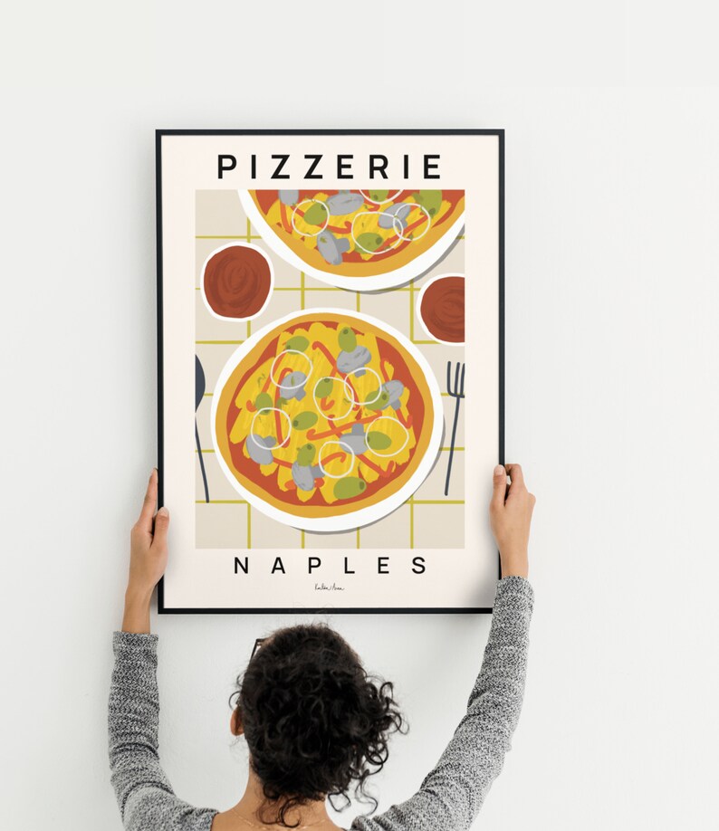 Pizza Poster, Pizza food print, Margherita art print, Art for kitchen, Foodie gift, Italy art, Kitchen print, Fast food art print image 4