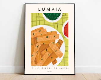Lumpia Kunst, Food Poster, Philippine Food illustriert, Lumpia Kunstdruck, Restaurant Art, Stillleben Kunst, Food Dekor, Asiatisches Food Art Poster,