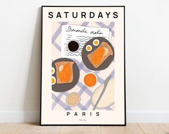 Parisian Breakfast Art Print, Food Kitchen Wall Decor