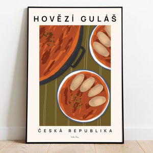 Goulash poster, Food art print, Eastern Europe, Goulash Food poster, Kitchen wall art, Cooking poster, Food gift, Czech Republic
