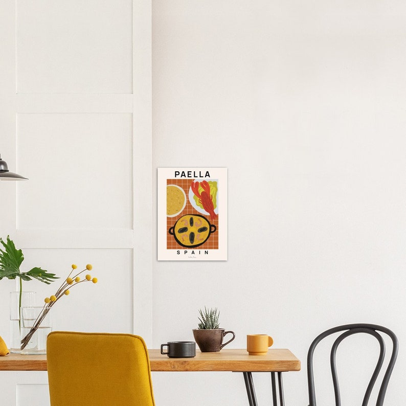 Paella Seafood Art Print, Spanish Kitchen Decor 30x40 cm / 12x16″