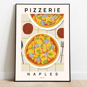 Pizza Poster, Pizza food print, Margherita art print, Art for kitchen, Foodie gift, Italy art, Kitchen print, Fast food art print image 1