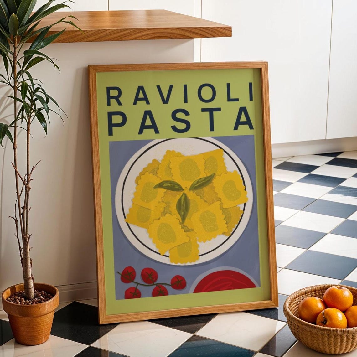 Ravioli Poster, Food Art Print, Pasta Ravioli Food Print, Italian Food ...