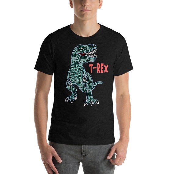 T Rex Dinosaur Neon Short Sleeve Unisex T Shirt Etsy - t shirt roblox dinossauro
