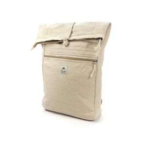 Jumbo Backpack cáñamo, rolltop, ordenador portátil, algodón, vegano
