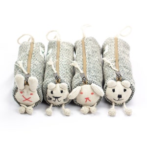 Animaux de caisse de crayon de chanvre, sac de plume, sac de stylo, sac cosmétique, école, coton de chanvre, noir - blanc,