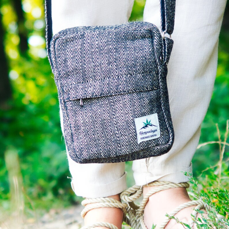 Hemp Shoulder bag Crossbody bag small unisex recycelt Etsy