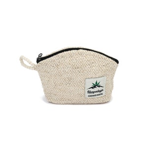 Hemp coin purse, money purse, handwoven, zigzag pattern, natural