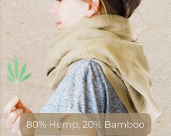 Natural, eco dyed hemp & bamboo scarf, brown, shawl, large scarf, soft, ethically made, rhubarb
