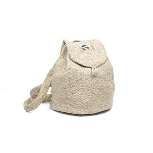 Hanf Rucksack small, mini, Kinderrucksack, vegan, nachhaltig, weiss - beige, zigzag Muster