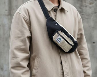 Hanf Gürteltasche, Bauchtasche, Hüfttasche, Festival, Fahrrad, schwarz