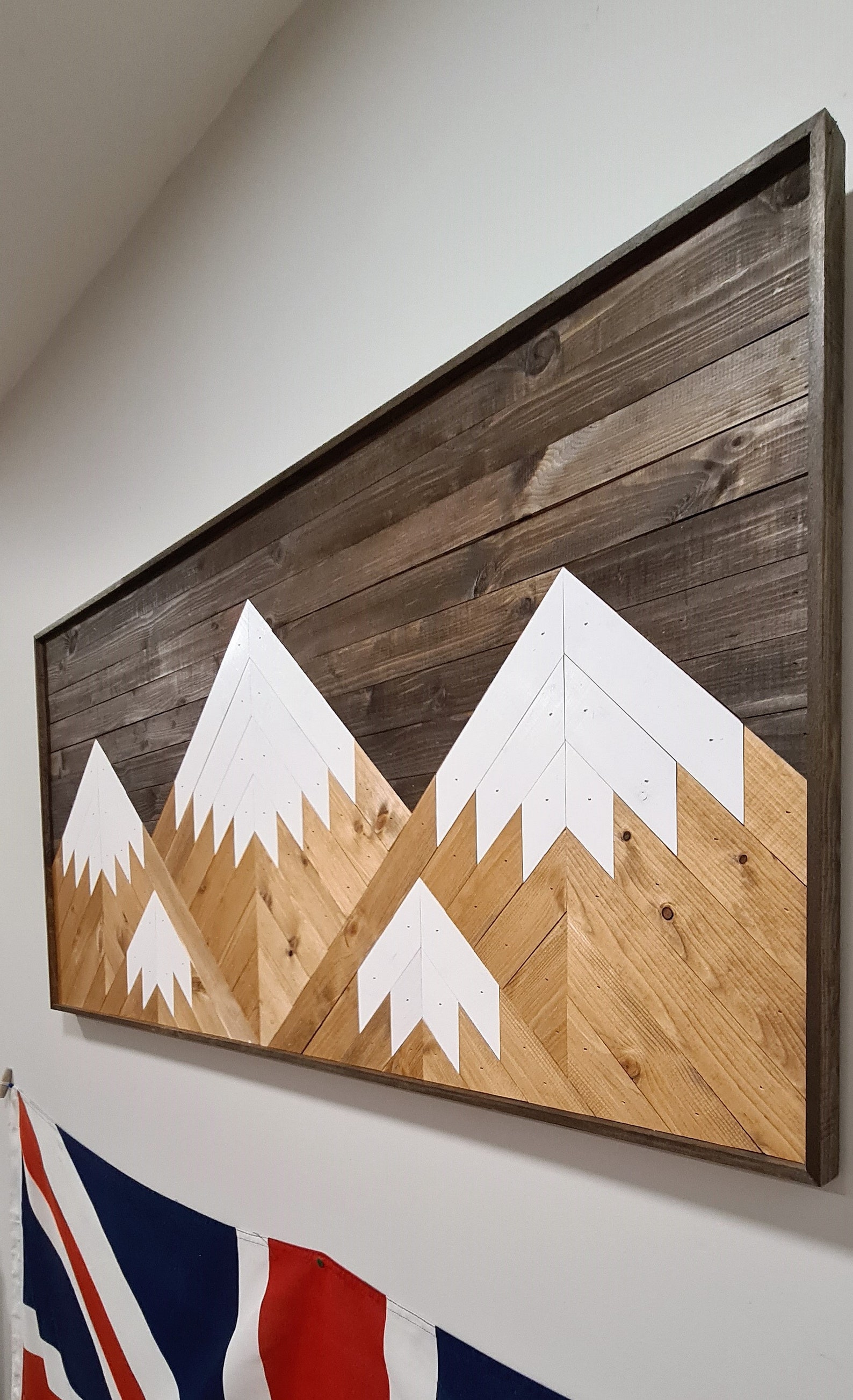 Wooden Mountain Wood Wall Art Mountain mosaic Rustic Wall Etsy
