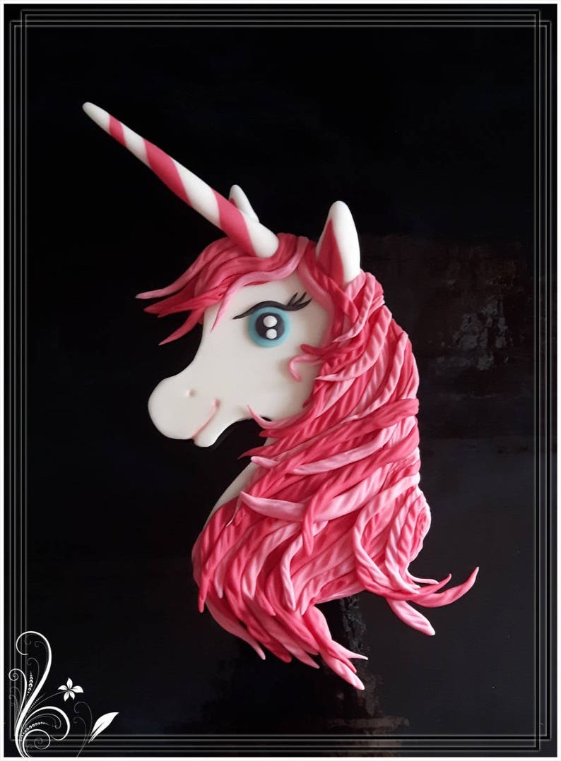 Unicorn made of fondant sugar paste cake topper, cake decoration image 1