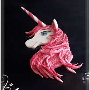 Unicorn made of fondant sugar paste cake topper, cake decoration image 2