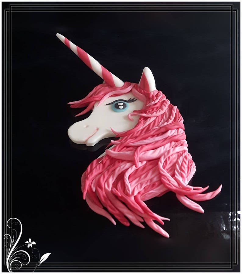 Unicorn made of fondant sugar paste cake topper, cake decoration image 2