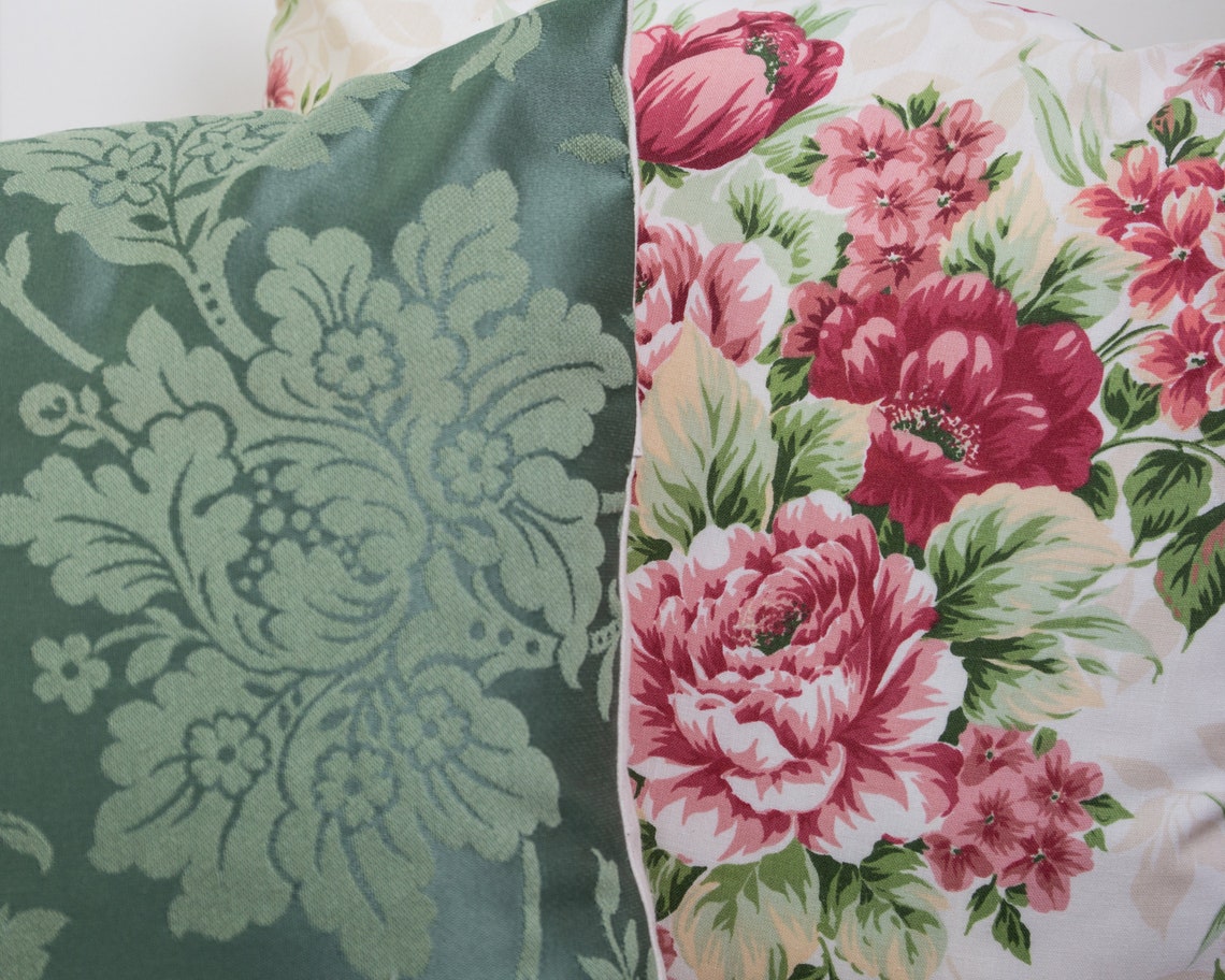 Vintage Cushion Cover Damask Cushion Cover Green Cushion Etsy UK
