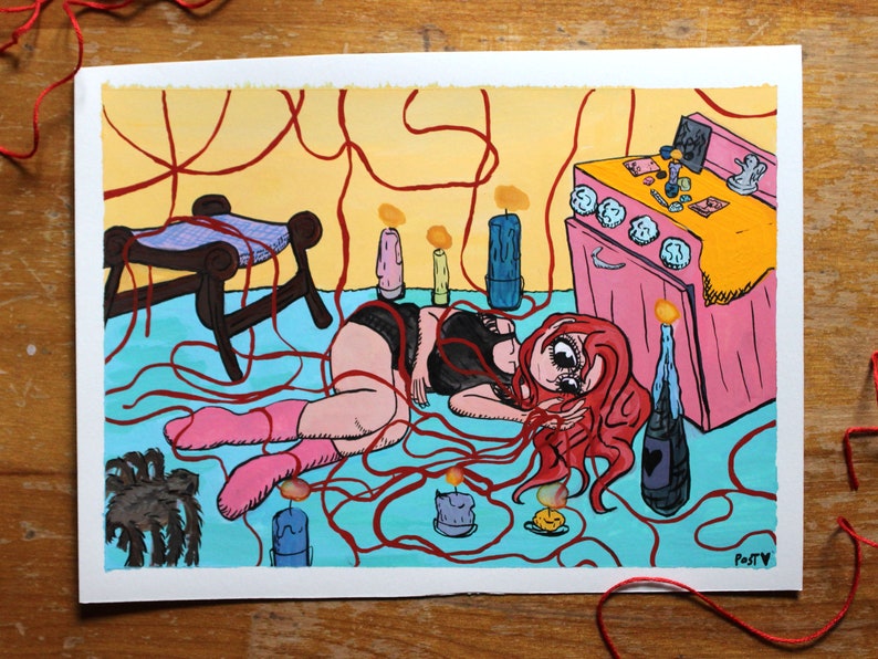 Inktober Originals Witchy Gouache Paintings Group 5