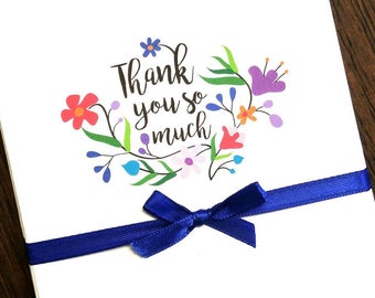 Floral Thank You Cards - Set of 10 / Summer Flower Cards / Spring Flower Cards / Thank You Greeting Card / Baby Shower Thank you Cards
