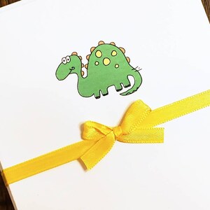 Dinosaur Cards - Set of 10 / Green Dinosaur / Dinosaur with Spots