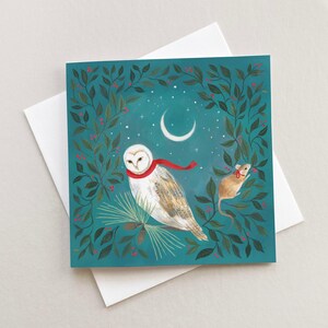 Carte de correspondance pour les Fêtes Hibou et souris