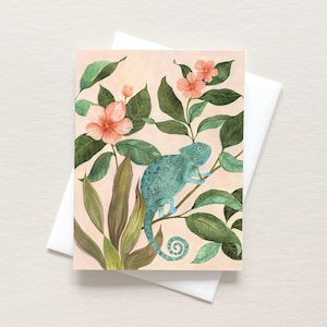 de correspondance caméléon | de voeux caméléon | Carte pour chaque occasion | Carte vierge tropicale | Cartes de voeux animaux | Cartes de correspondance Nature