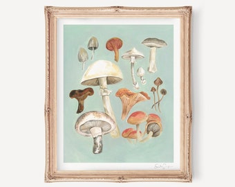 Mushroom Study Art Print |  Kitchen Print, Mushroom Print, Mushroom Wall Art, Giclée Print, Fine Art Print, Mushroom Art, Mushroom lover