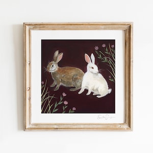 Rabbits Art Print | rabbit print, spring artwork, garden wall art, bunnies wall decor, animal  print, bunny art