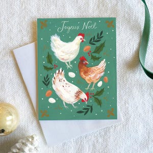 Carte de correspondance pour les Fêtes Trois poules françaises