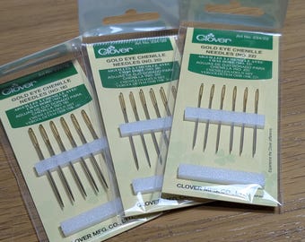 Gold Eye Chenille Embroidery Needles No18, 20 or 22 by Clover
