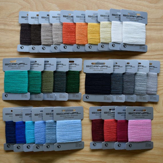 Scanfil Mending Wool 55/45 Nylon Blend - 15m Card - Darning Thread 2-Ply Yarn