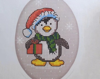 Christmas Festive Greeting Card Cross-Stitch Kit - Penguin, Red Cardinal, Fox, Robin or Polar Bear