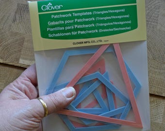 Patchwork Templates, Triangles Hexagons Set, Clover, Quilting Templates, 7 Pieces
