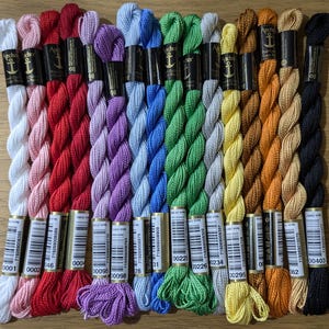 Anchor Pearl Cotton Size 5  | Solid Colours | Mercerized Perlé | 21m 5g Twisted Skein | Embroidery Dorset Buttons Crochet Needlepoint
