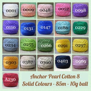 Pearl Cotton Size 8 | Mercerized Perlé | Anchor | 10g 85m Ball | Non-divisible Thread | Embroidery Crochet Dorset Buttons Tatting Hardanger