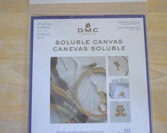 DMC Soluble Canvas, 14 Count, 20x22cm, Water Soluble Cross Stitch Guide