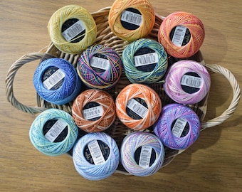 Pearl Cotton Size 8 | Mercerized Perlé | Anchor | Multicolour Variegated Shades | 10g 85m ball | Embroidery Dorset Buttons Tatting Hardanger